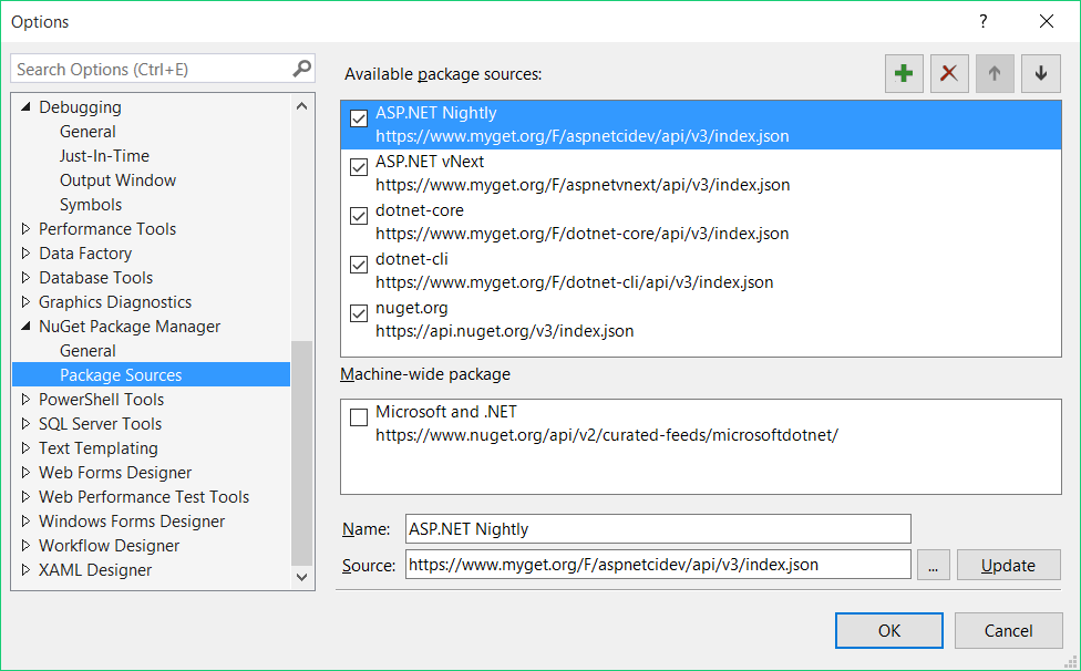 Package Manager de Visual Studio